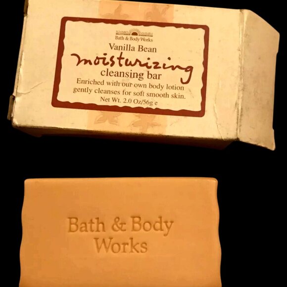 Vintage! Bath And Body Works Moisturizing Cleansing Bar Soap Vanilla Bean Boxed - Picture 3 of 4
